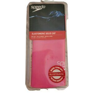 Speedo Elastomeric Solid Swim Cap Pink Silicone One Size